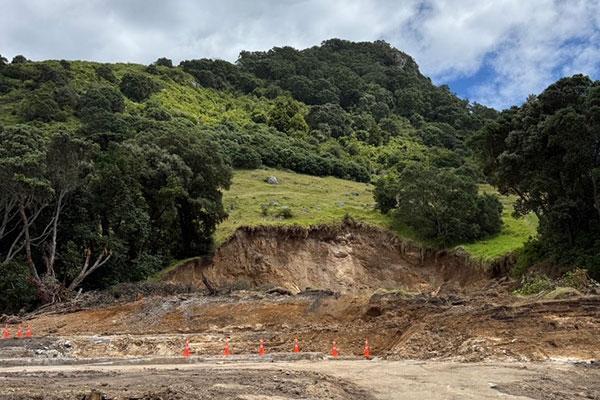 [image] The post-recovery scene of the landslide at Mount Maunganui Beachside Holiday Park.