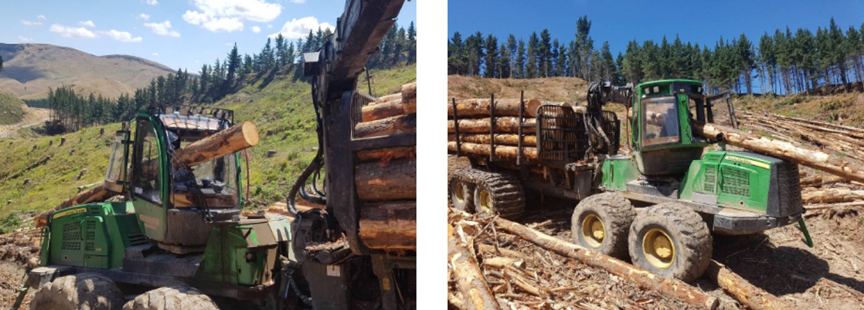 [image] front and rear view of logging vehicle with log penetrating windscreen
