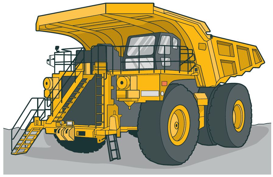 [Image] Figure 70: Haul truck with retrofitted stairway and platform to increase driver access and egress safety