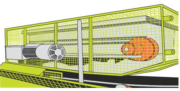 [Image] Figure 85: Example of close fitted guards on batch feeder belts