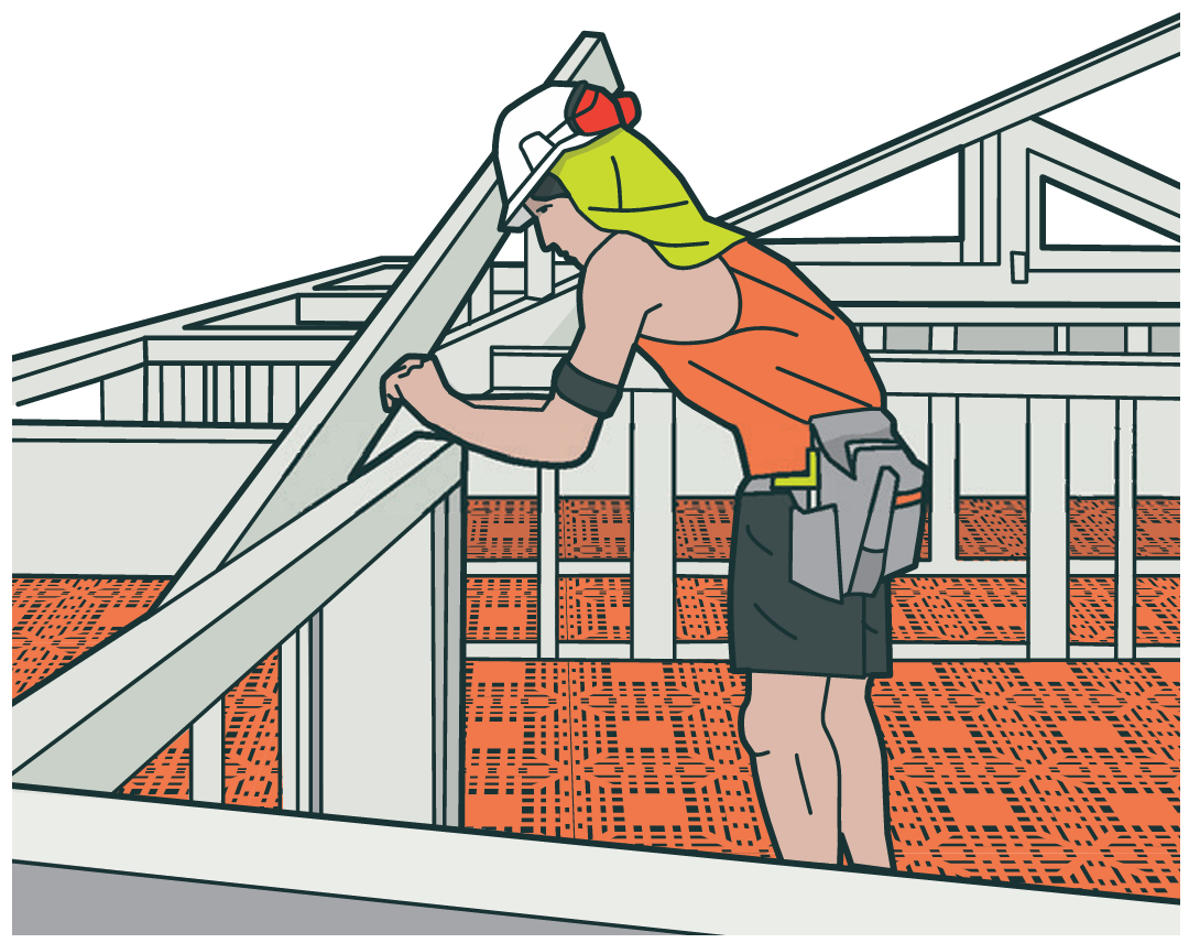 Worker standing on safety decking