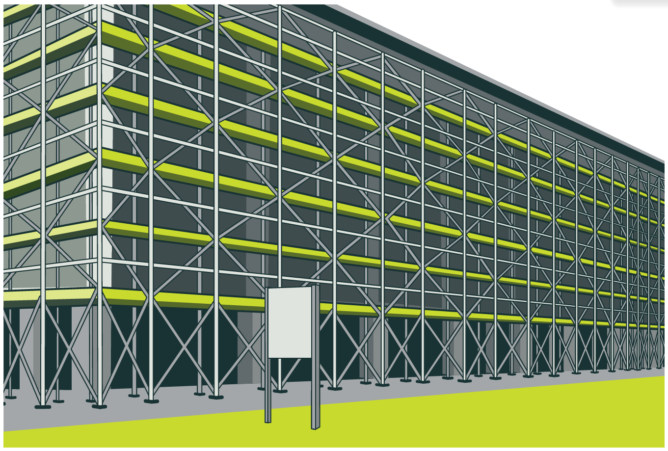 Diagram of scaffolding on a multi-storey building