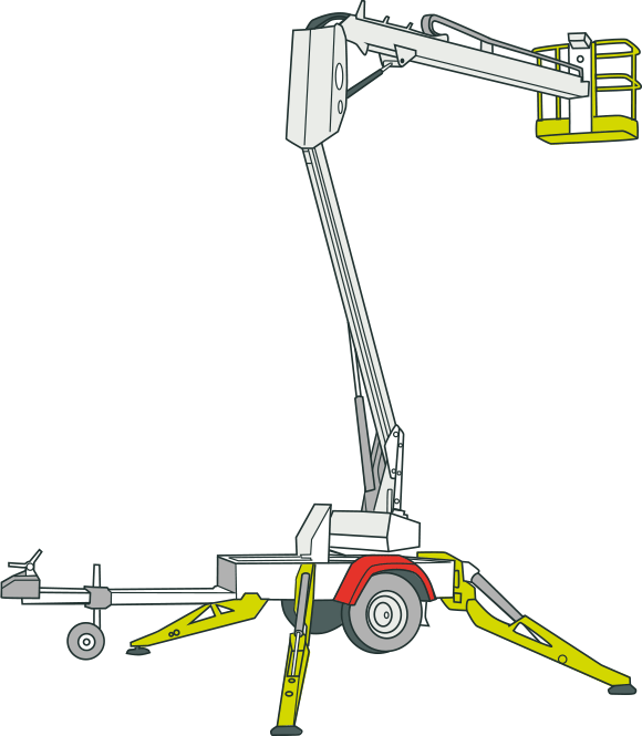 [image] Trailer with hydraulic arm and work platform attached