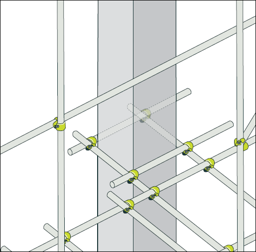[Image] Column tie showing parallel tubes secured around a column structure 