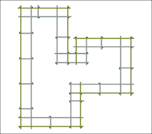 [Image] View looking down on light duty scaffolding showing each corner with two standards