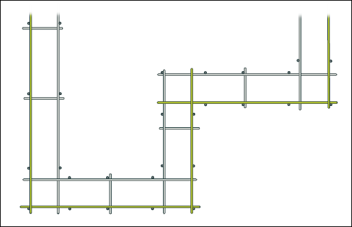 [Image] View looking down on light duty scaffolding showing each corner with a single standard