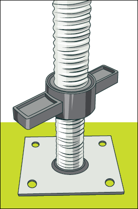 [Image] Basejack showing shank with a threaded section and a positioning nut